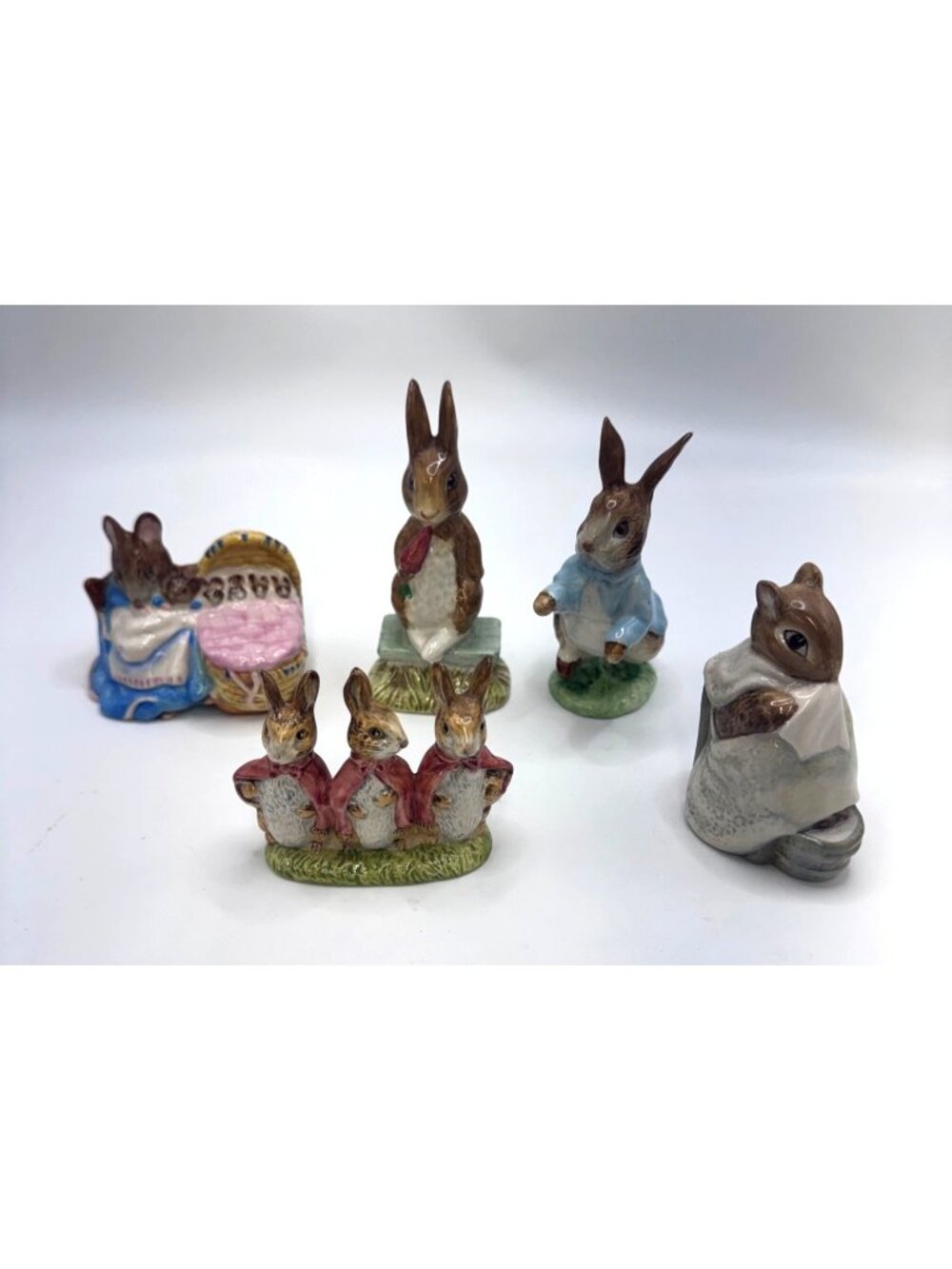 Vtg Beatrix Potter Peter Rabbit Beswick Figurines Set 5 Royal Albert Hand-Painte